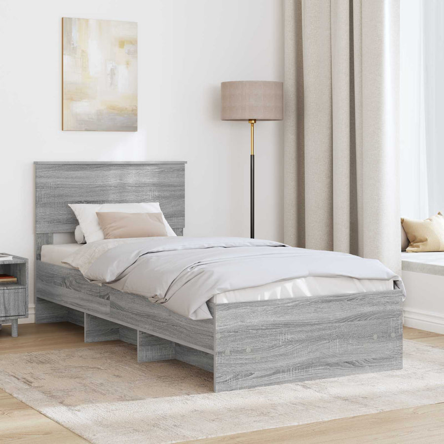 Bedframe met hoofdeinde Grijs Sonoma 120 x 123 cm Bewerkt hout
