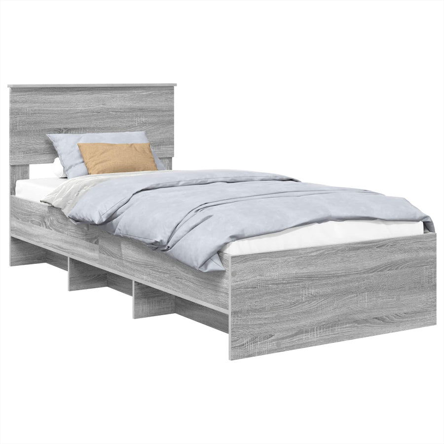 Bedframe met hoofdeinde Grijs Sonoma 120 x 123 cm Bewerkt hout