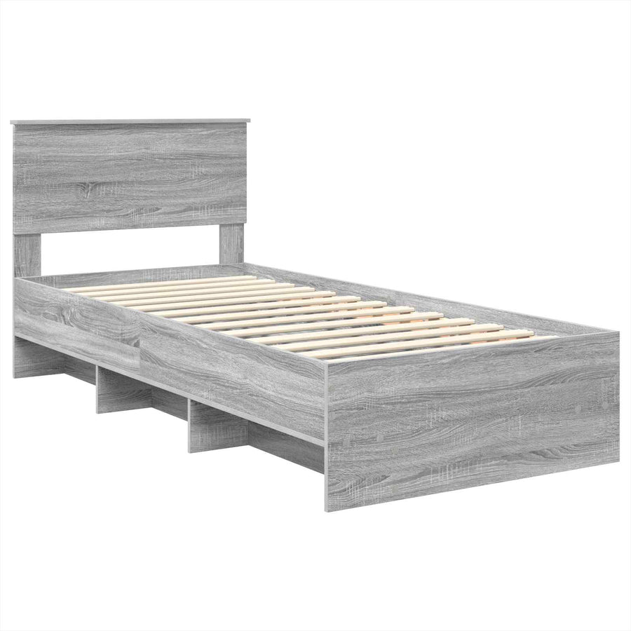 Bedframe met hoofdeinde Grijs Sonoma 120 x 123 cm Bewerkt hout