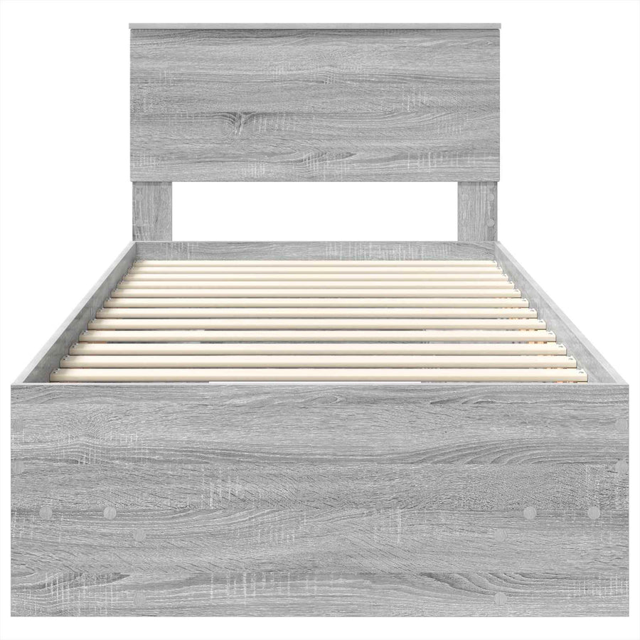 Bedframe met hoofdeinde Grijs Sonoma 120 x 123 cm Bewerkt hout