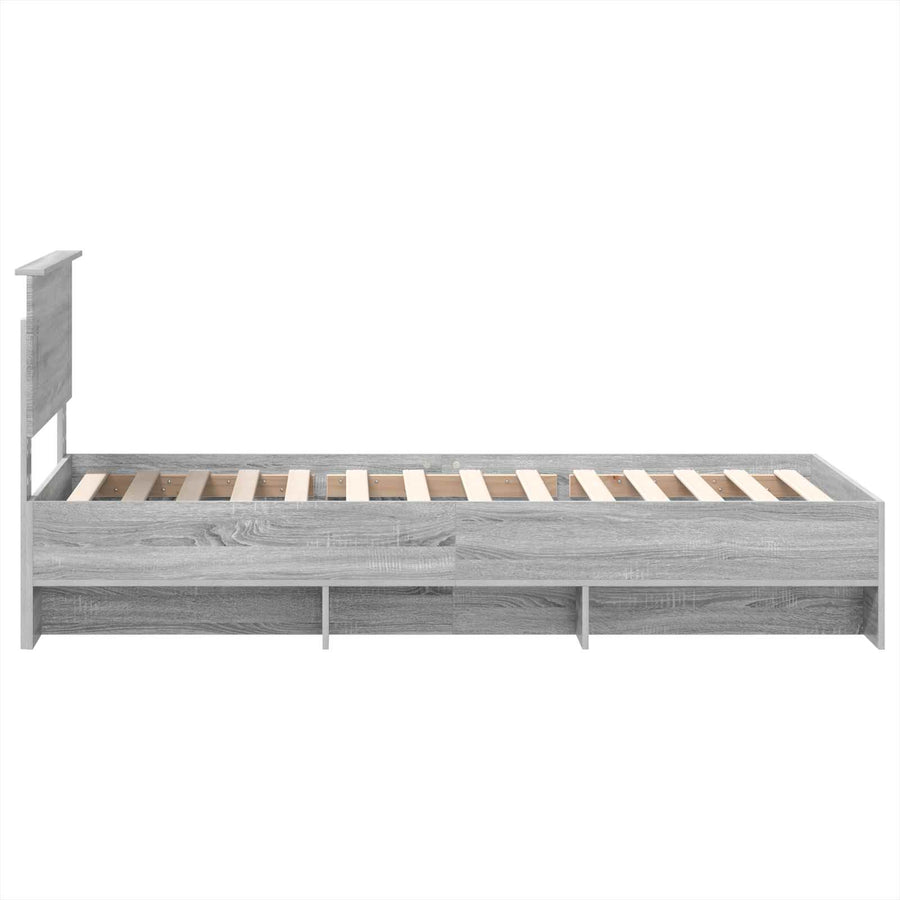 Bedframe met hoofdeinde Grijs Sonoma 120 x 123 cm Bewerkt hout