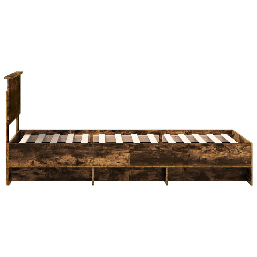 Bedframe met hoofdeinde Gerookt eiken 90 x 200 cm Bewerkt hout