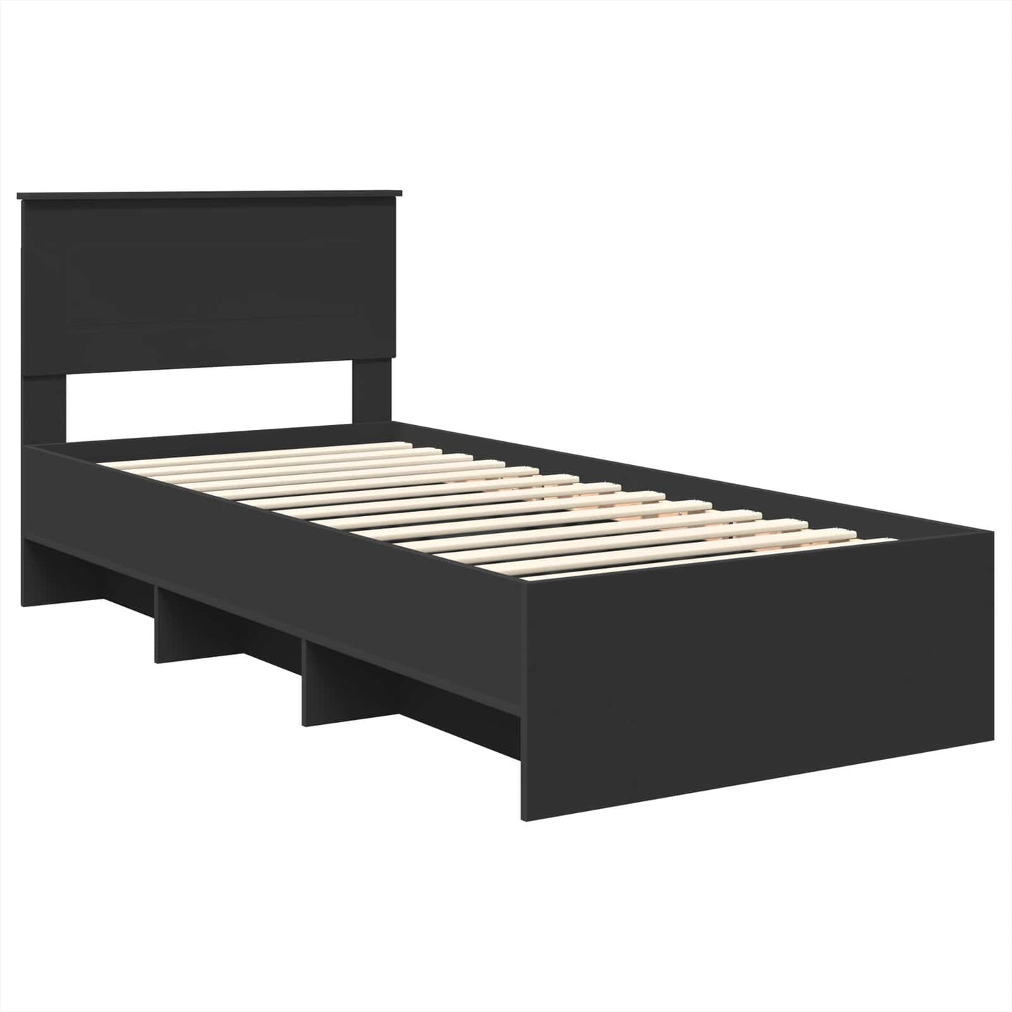 Bedframe met hoofdeinde Zwart 90 x 200 cm Bewerkt hout