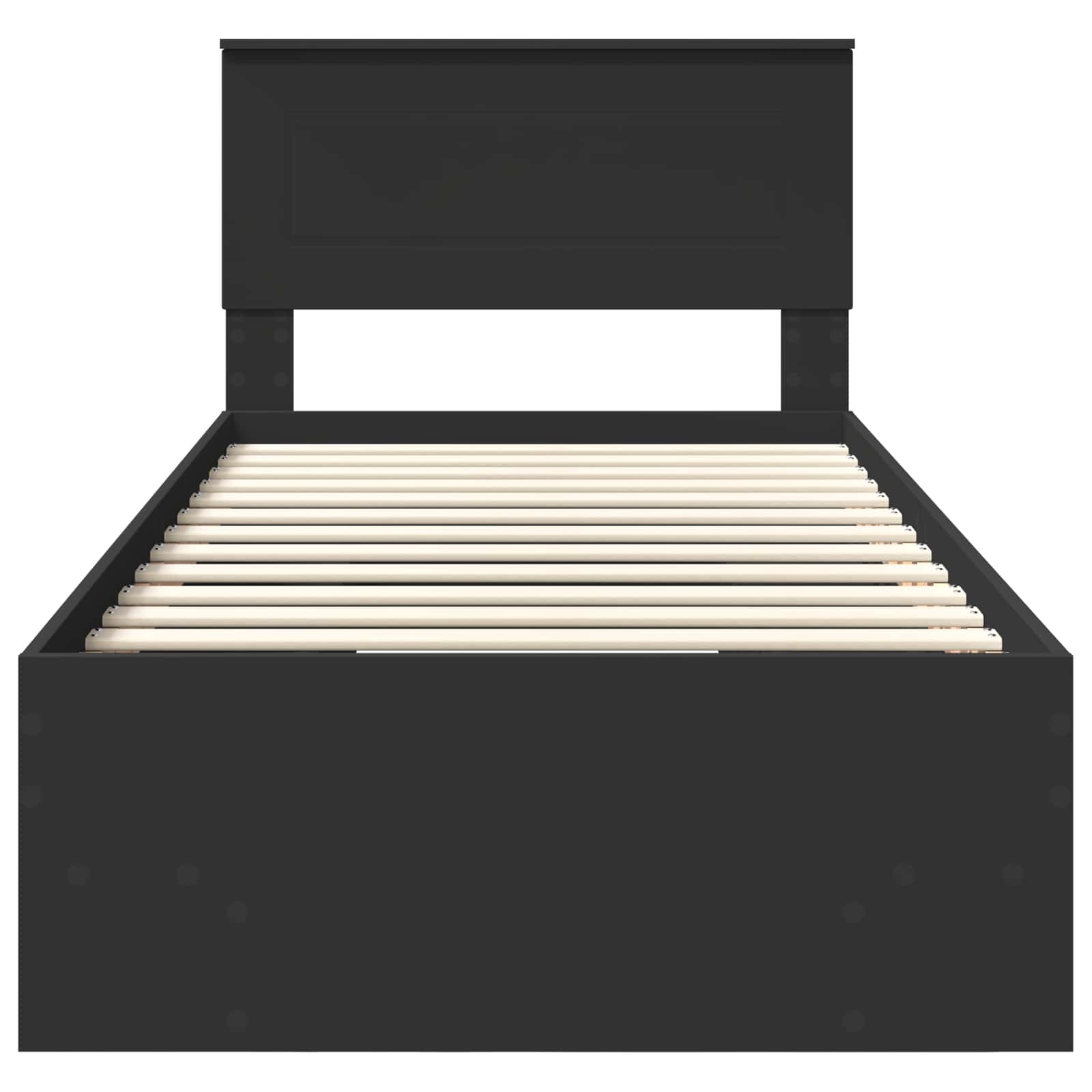 Bedframe met hoofdeinde Zwart 90 x 200 cm Bewerkt hout