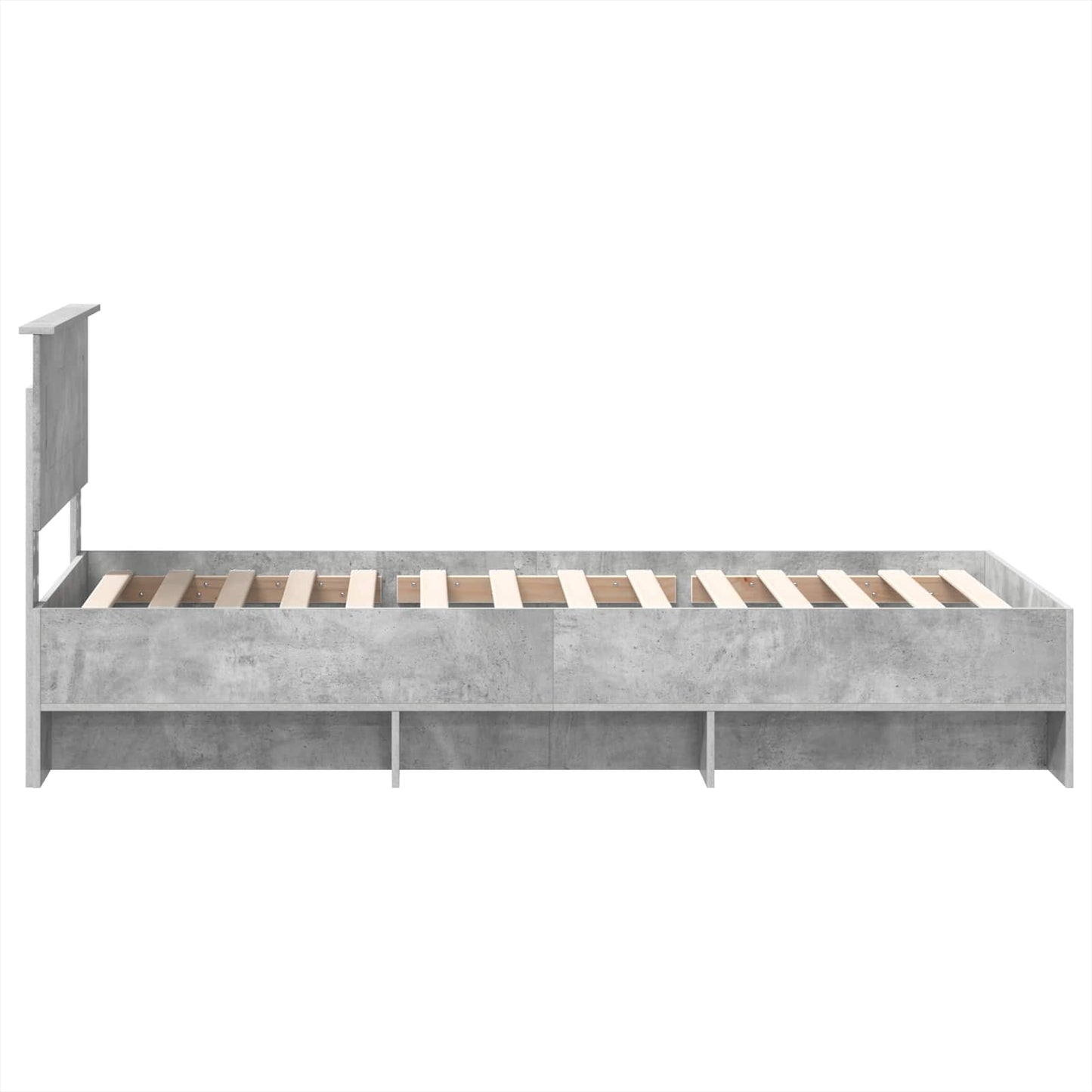 Bedframe met hoofdeinde Beton Grijs 90 x 200 cm Bewerkt hout
