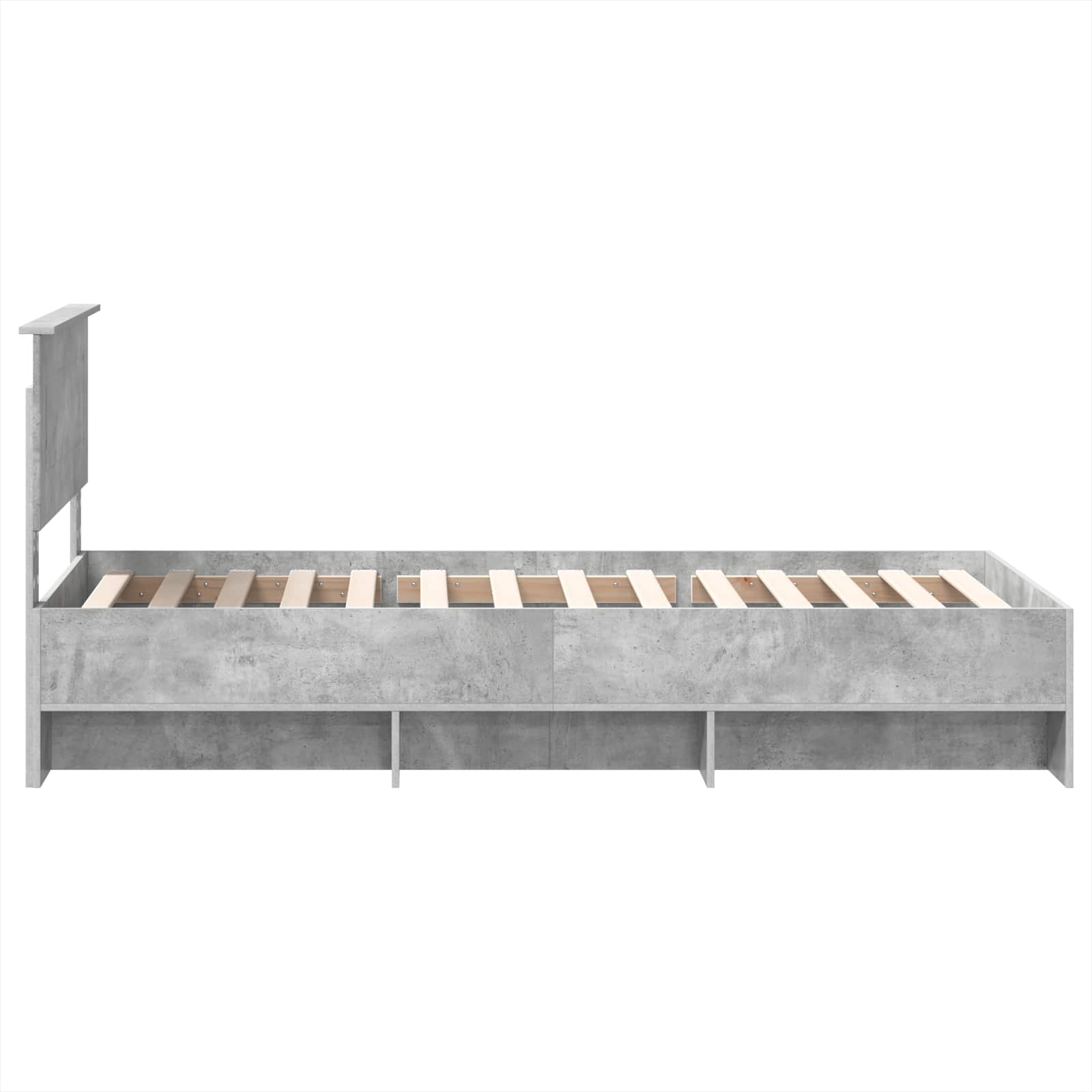 Bedframe met hoofdeinde Beton Grijs 90 x 200 cm Bewerkt hout