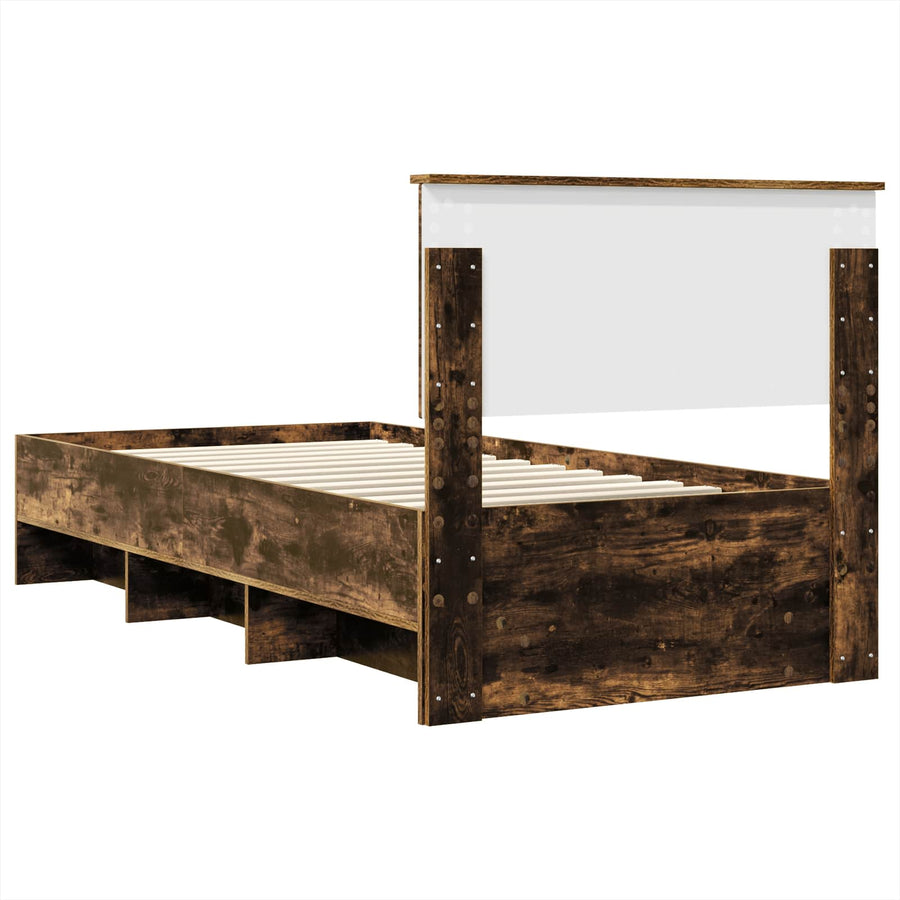 Bedframe met hoofdeinde Gerookt eiken 90 x 200 cm Bewerkt hout