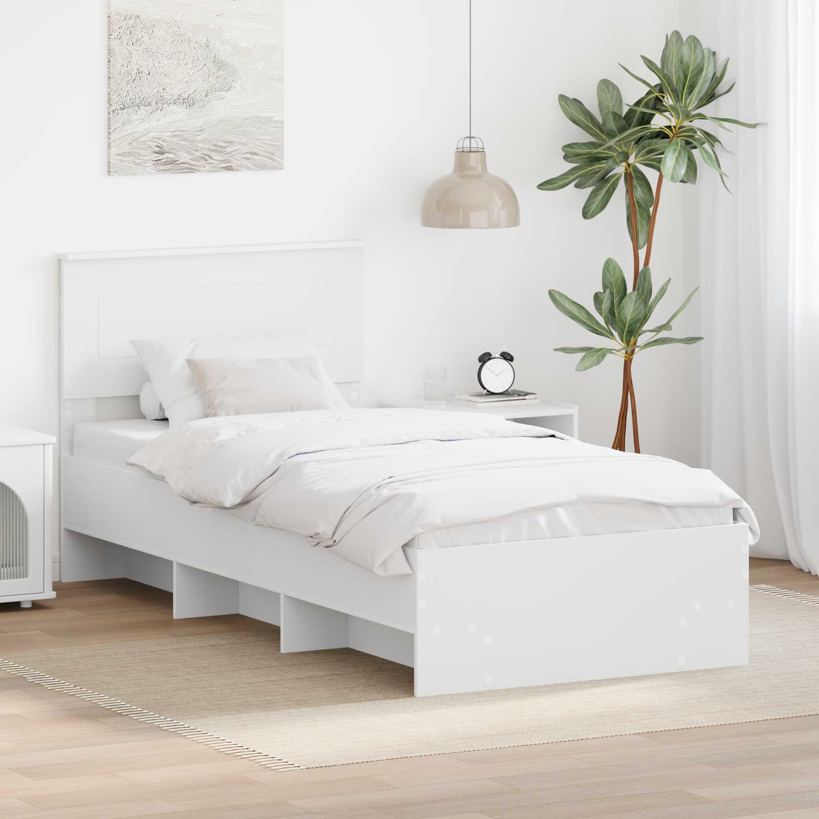 Bedframe met hoofdeinde Wit 80 x 200 cm Bewerkt hout