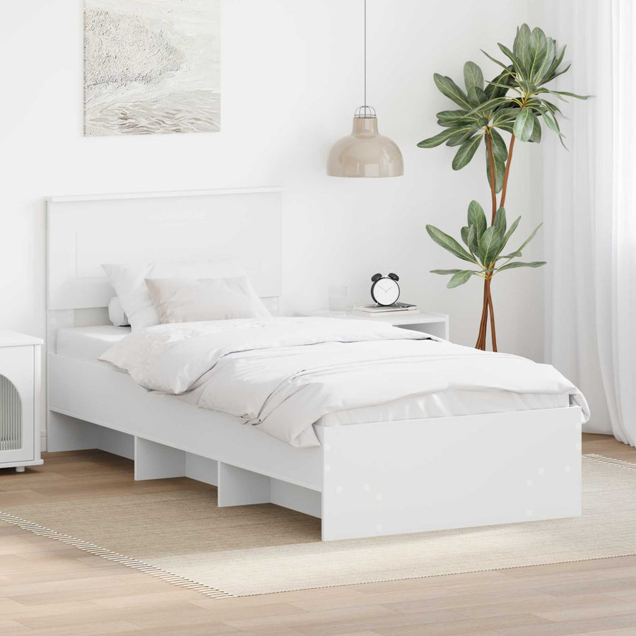 Bedframe met hoofdeinde Wit 80 x 200 cm Bewerkt hout