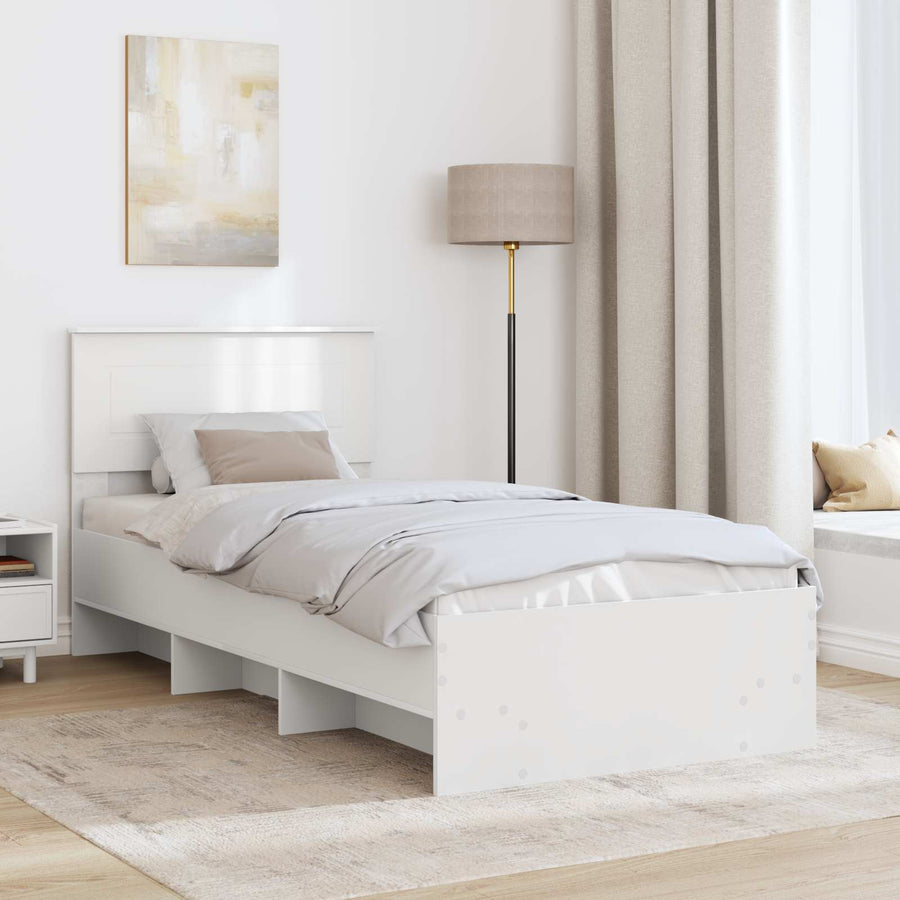 Bedframe met hoofdeinde Wit 80 x 200 cm Bewerkt hout