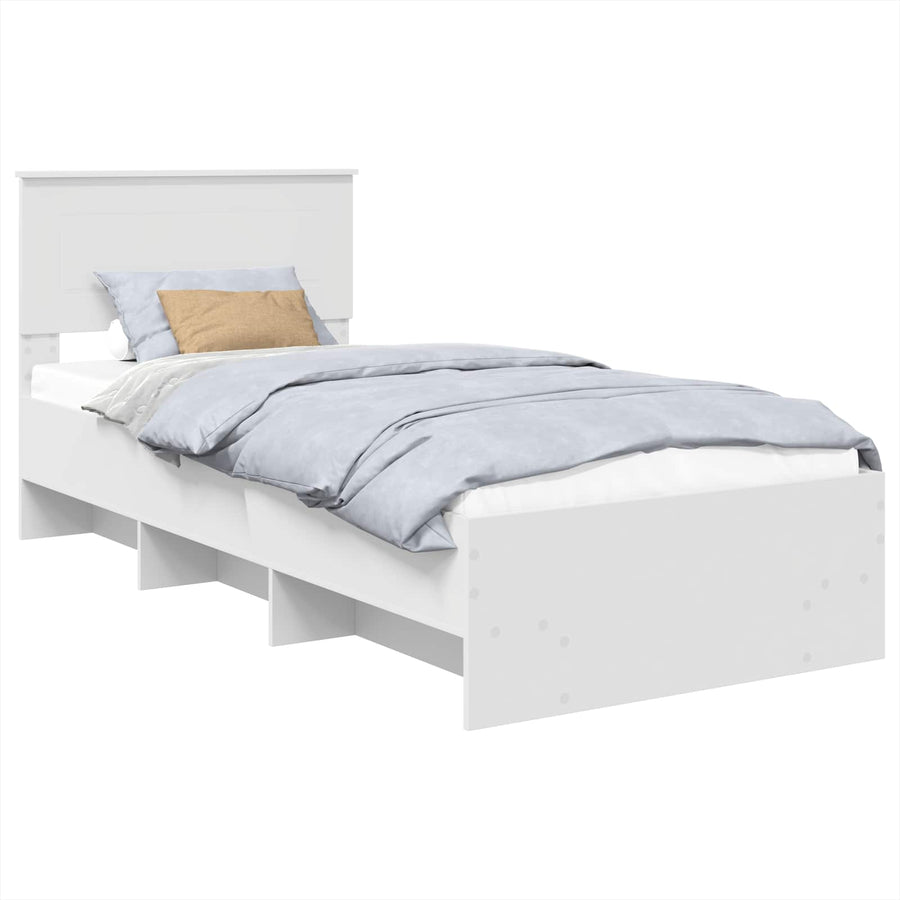 Bedframe met hoofdeinde Wit 80 x 200 cm Bewerkt hout