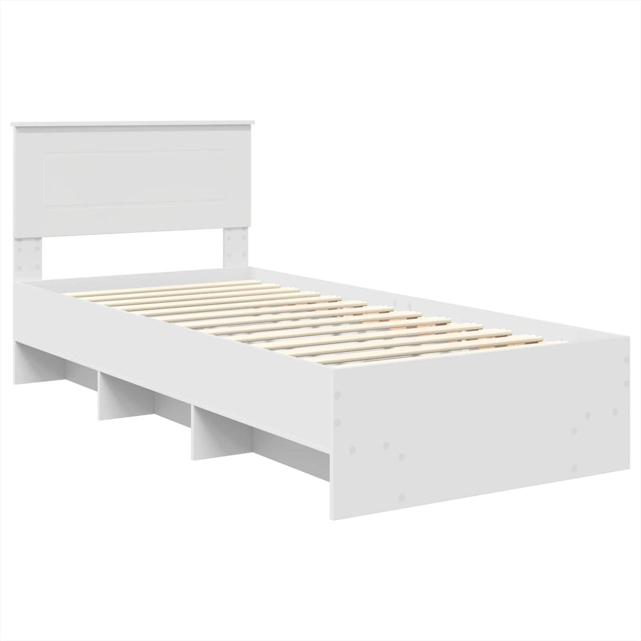 Bedframe met hoofdeinde Wit 80 x 200 cm Bewerkt hout
