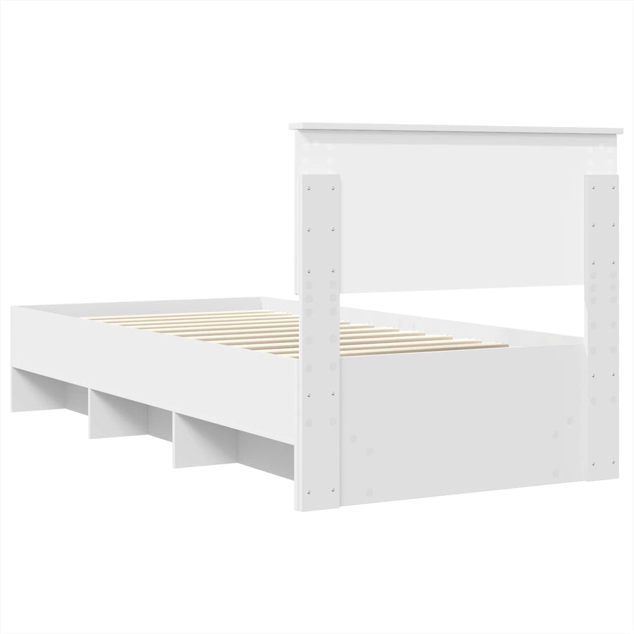 Bedframe met hoofdeinde Wit 80 x 200 cm Bewerkt hout