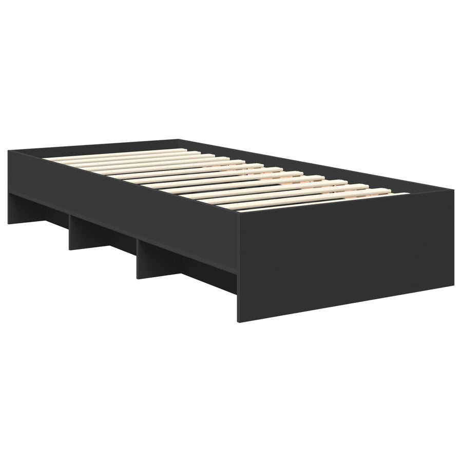 Bedframe met hoofdeinde Zwart 80 x 200 cm Bewerkt hout