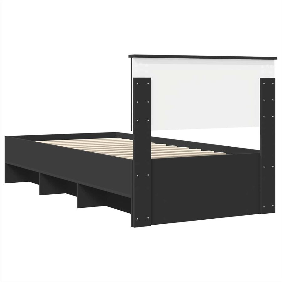 Bedframe met hoofdeinde Zwart 80 x 200 cm Bewerkt hout