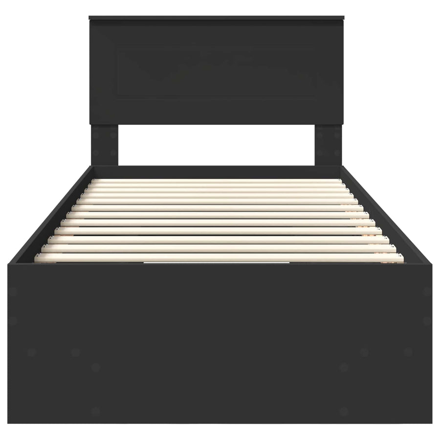 Bedframe met hoofdeinde Zwart 80 x 200 cm Bewerkt hout
