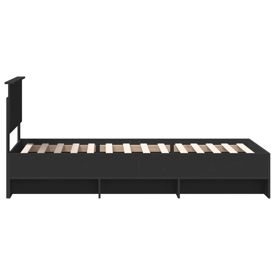 Bedframe met hoofdeinde Zwart 80 x 200 cm Bewerkt hout