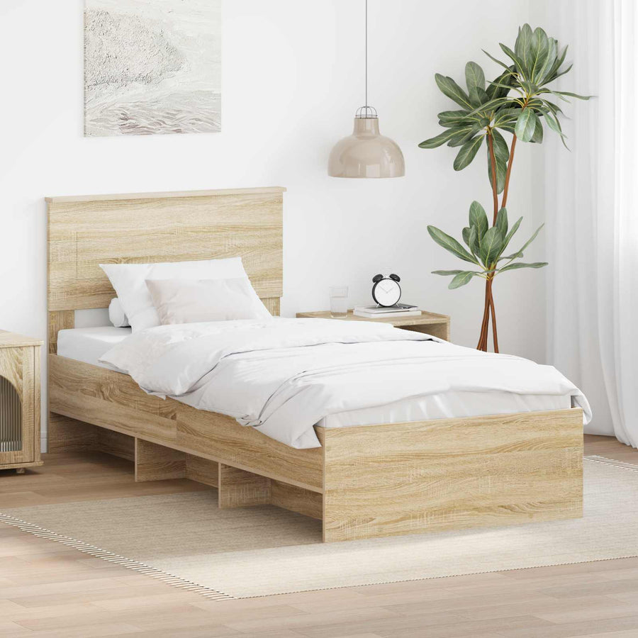 Bedframe met hoofdeinde Sonoma Eiken 80 x 200 cm Bewerkt hout