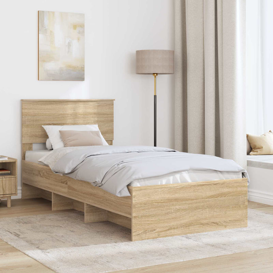 Bedframe met hoofdeinde Sonoma Eiken 80 x 200 cm Bewerkt hout