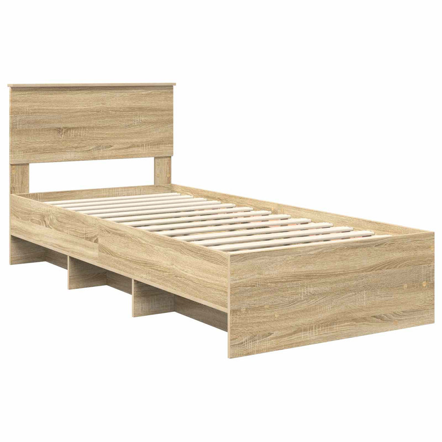 Bedframe met hoofdeinde Sonoma Eiken 80 x 200 cm Bewerkt hout