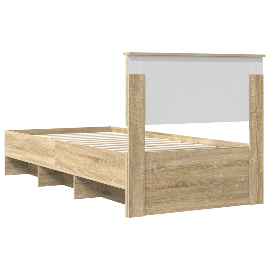 Bedframe met hoofdeinde Sonoma Eiken 80 x 200 cm Bewerkt hout