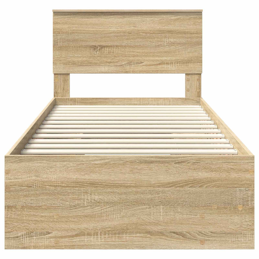 Bedframe met hoofdeinde Sonoma Eiken 80 x 200 cm Bewerkt hout