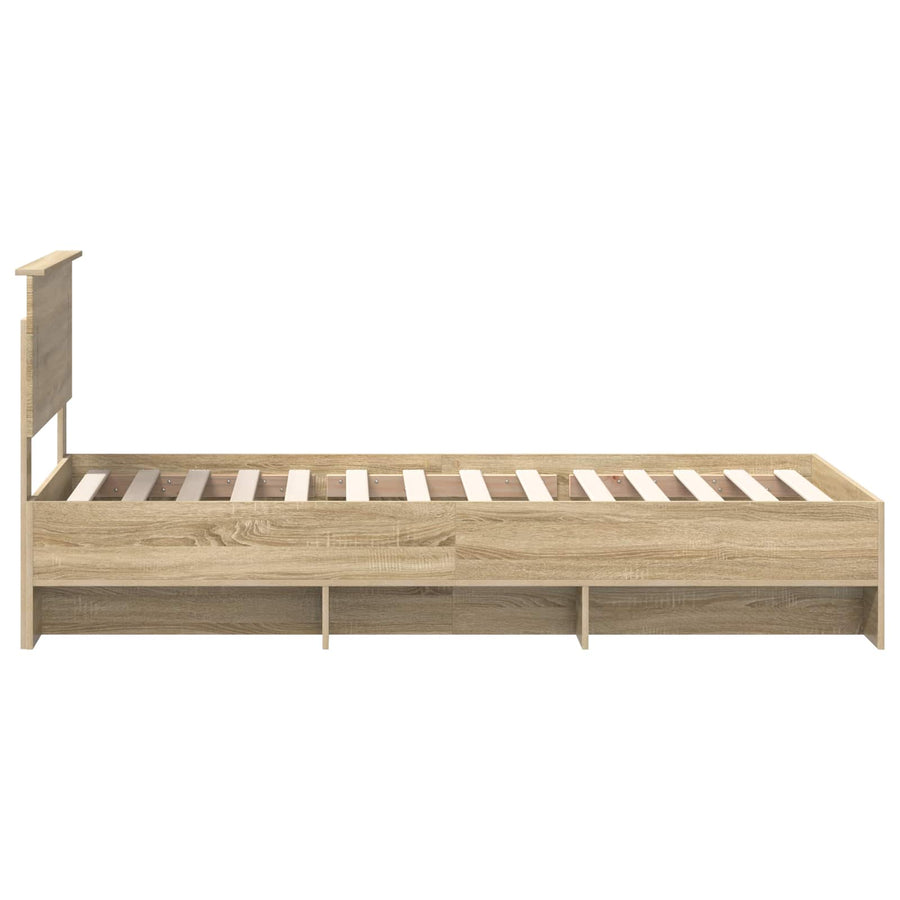 Bedframe met hoofdeinde Sonoma Eiken 80 x 200 cm Bewerkt hout