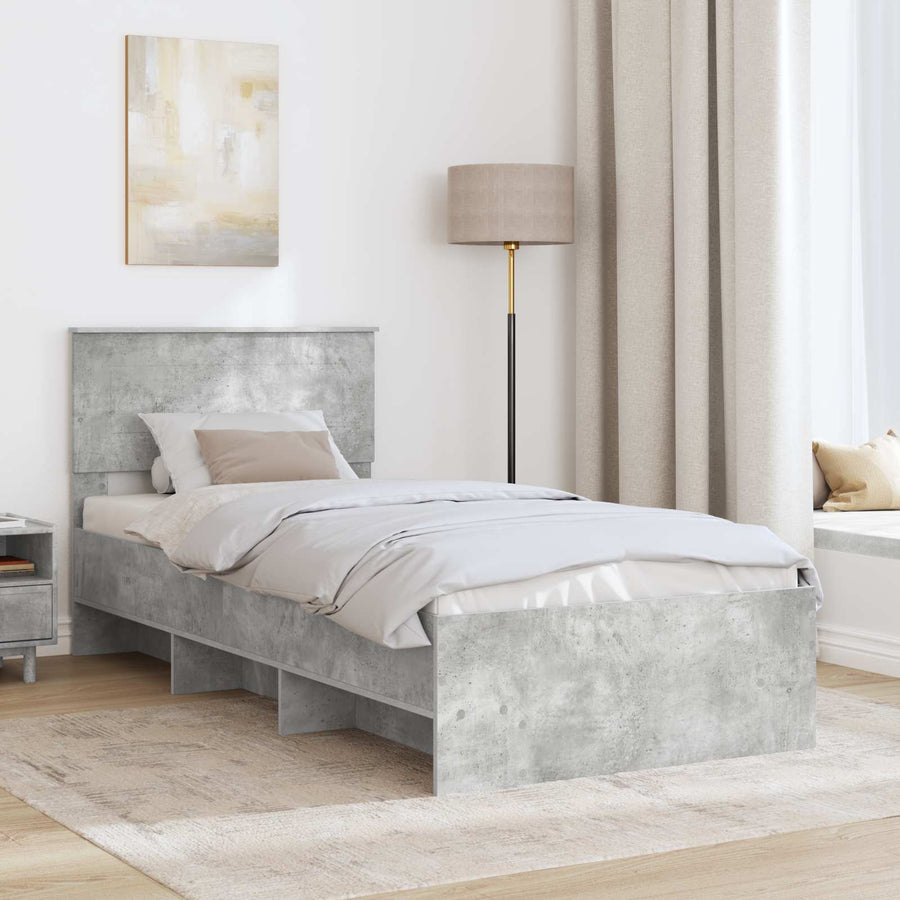 Bedframe met hoofdeinde Beton Grijs 80 x 200 cm Bewerkt hout
