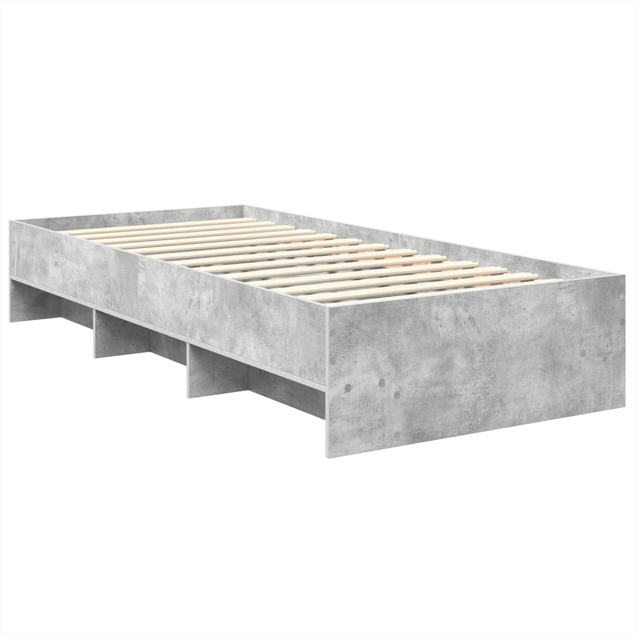 Bedframe met hoofdeinde Beton Grijs 80 x 200 cm Bewerkt hout