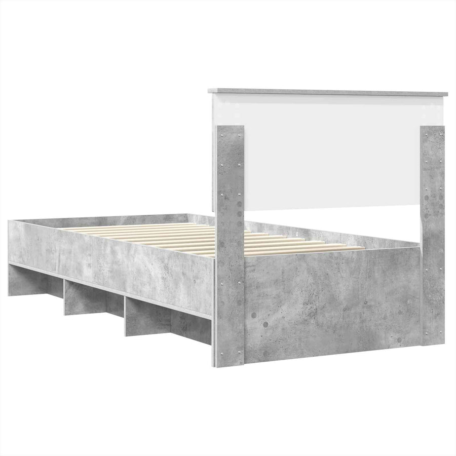 Bedframe met hoofdeinde Beton Grijs 80 x 200 cm Bewerkt hout