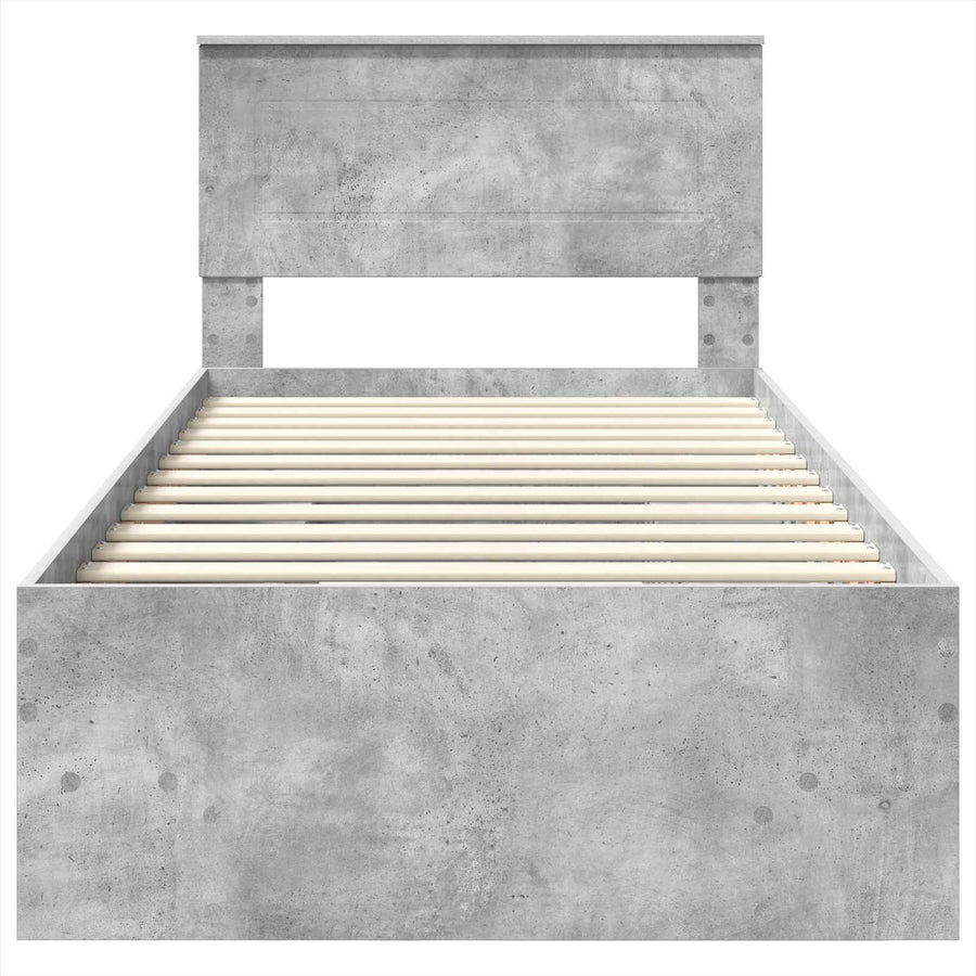 Bedframe met hoofdeinde Beton Grijs 80 x 200 cm Bewerkt hout