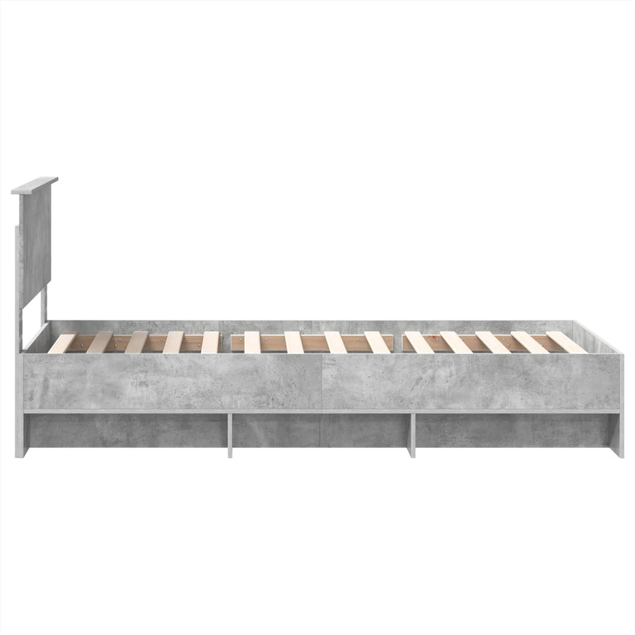 Bedframe met hoofdeinde Beton Grijs 80 x 200 cm Bewerkt hout
