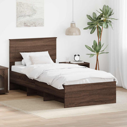 Bedframe met hoofdeinde Bruin Eiken 80 x 200 cm Bewerkt hout