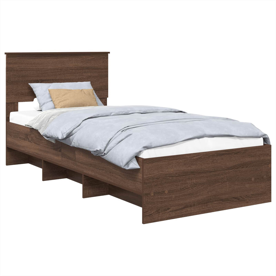 Bedframe met hoofdeinde Bruin Eiken 80 x 200 cm Bewerkt hout