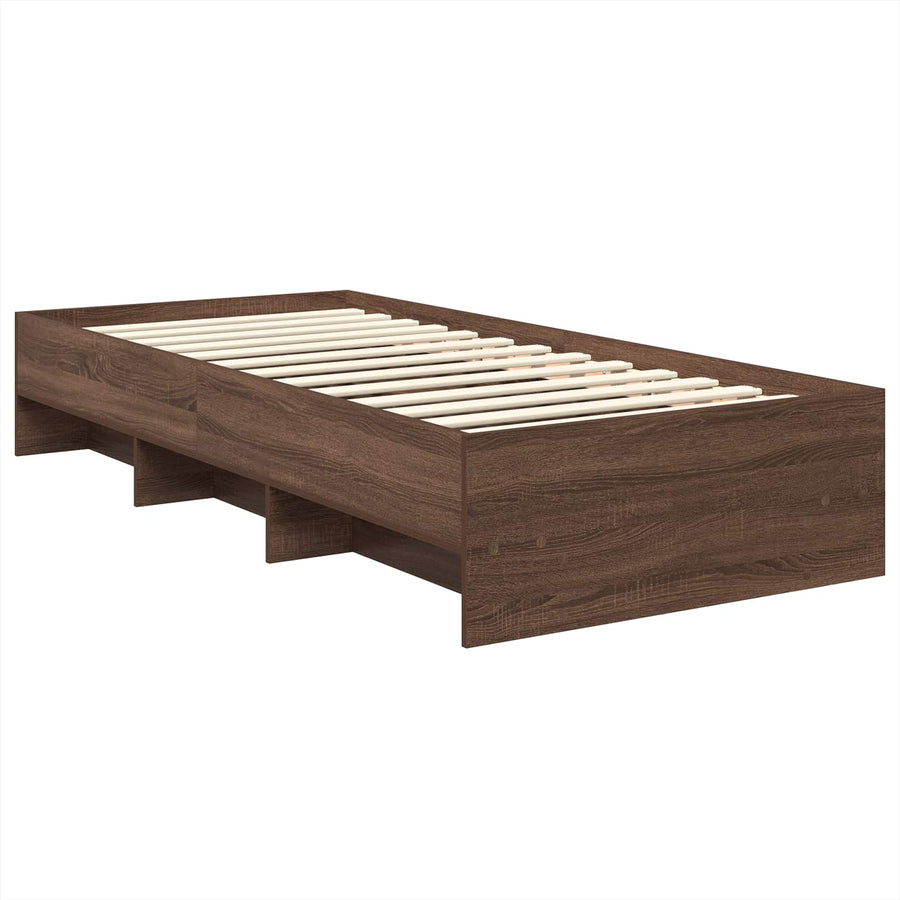 Bedframe met hoofdeinde Bruin Eiken 80 x 200 cm Bewerkt hout