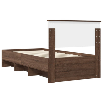 Bedframe met hoofdeinde Bruin Eiken 80 x 200 cm Bewerkt hout