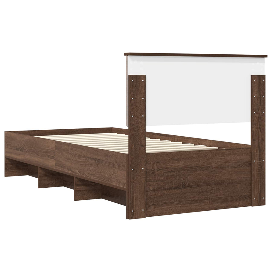 Bedframe met hoofdeinde Bruin Eiken 80 x 200 cm Bewerkt hout