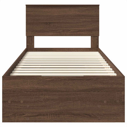 Bedframe met hoofdeinde Bruin Eiken 80 x 200 cm Bewerkt hout