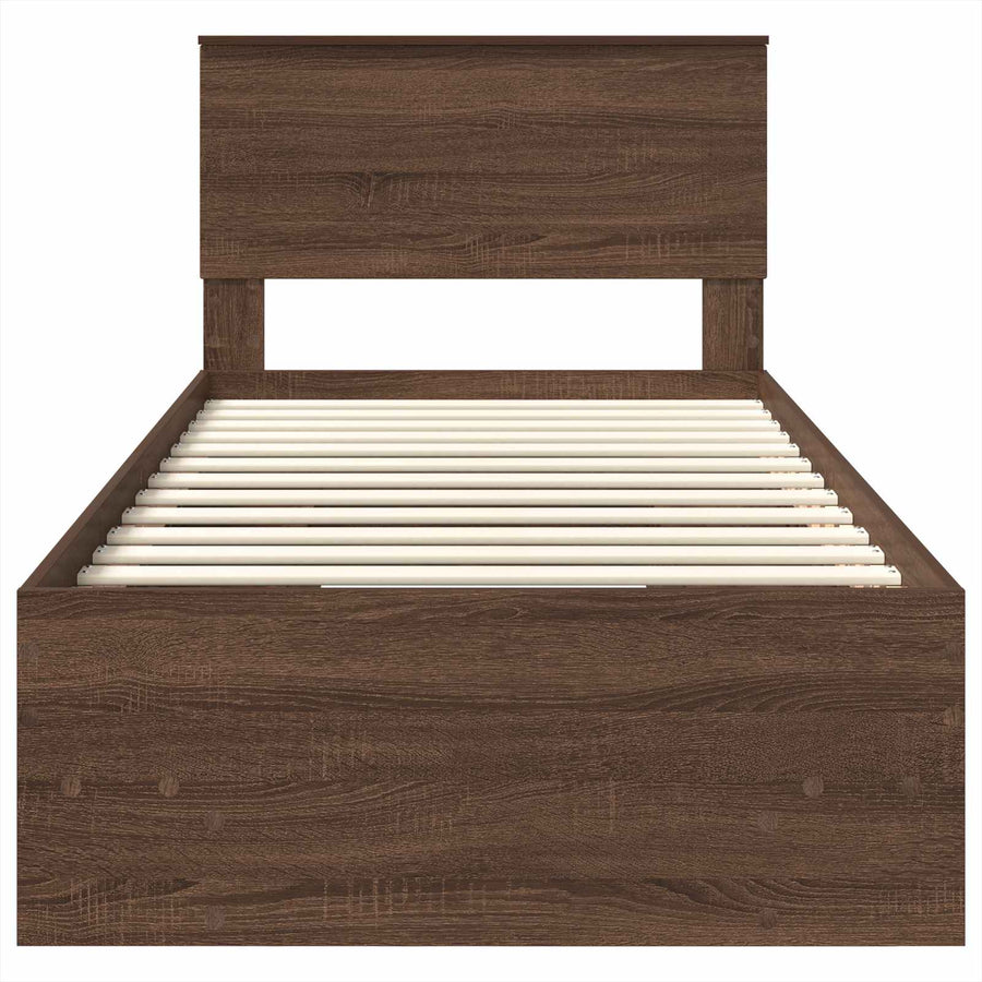 Bedframe met hoofdeinde Bruin Eiken 80 x 200 cm Bewerkt hout