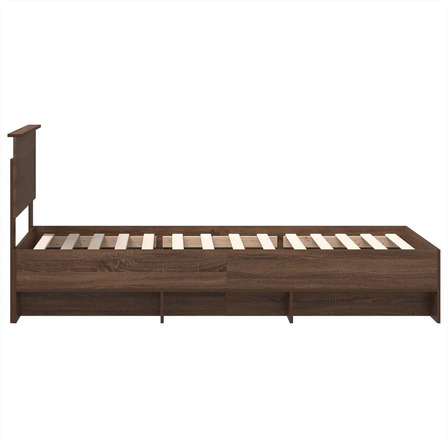 Bedframe met hoofdeinde Bruin Eiken 80 x 200 cm Bewerkt hout