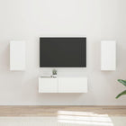 TV Wall Cabinet Set Wall-mounted 4 pcs White Engineered wood