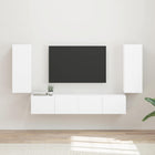 TV Wall Cabinet Set Wall-mounted 4 pcs White Engineered wood