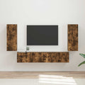 TV Wandkast Set Wandgemonteerd 4 pcs Gerookt eiken Bewerkt hout