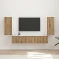 TV Wandkast Set Wandgemonteerd 4 pcs Artisan Eiken Bewerkt hout