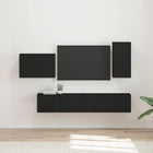 Tv-meubel set 4 stuks zwart bewerkt hout