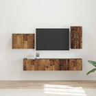 TV meubel set 4 stuks oud hout