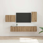 TV wandkast set 4 stuks artisan eiken