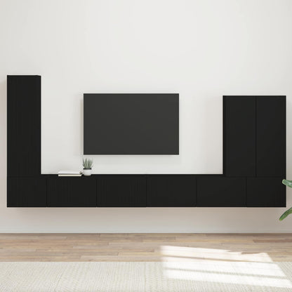 TV Wandkast Set 6 st Zwart