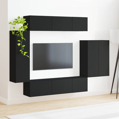 TV Wandkast Set 6 st Zwart