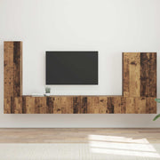 TV meubel set 6 stuks oud hout
